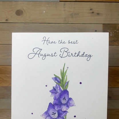 August / Gladiolus Birth Flower Card - Arty Bee Designs 