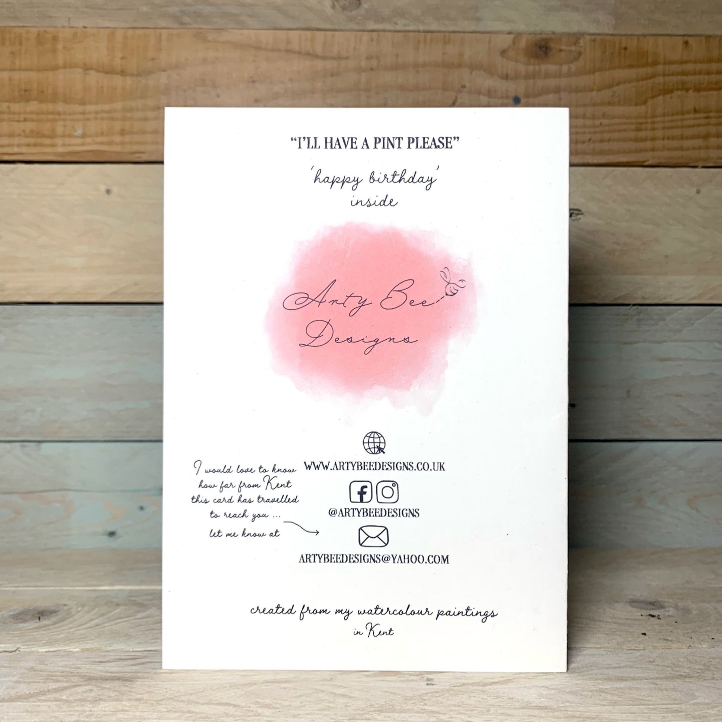 I'll Have a Pint Please Beer Birthday card - Arty Bee Designs 