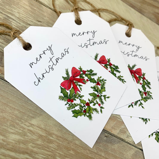 Holly Wreath Christmas Gift Tags