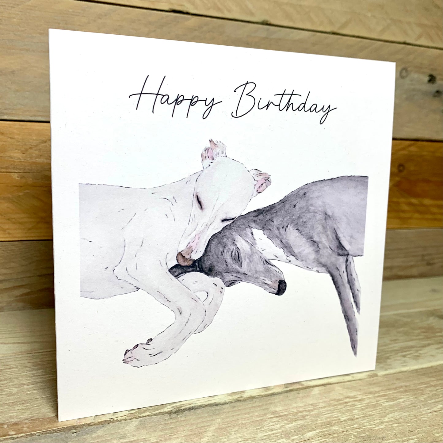 Snuggles Whippet Birthday Card