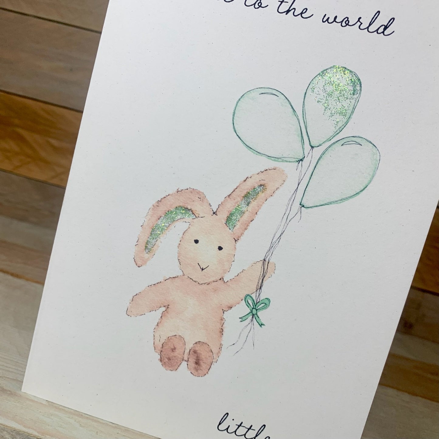 Lime Green Bunny New Baby Card - Arty Bee Designs 