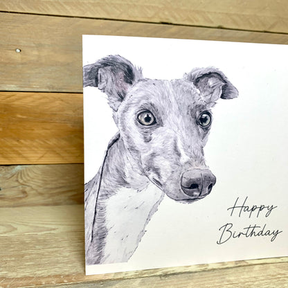 Long Noses Whippet Birthday Card