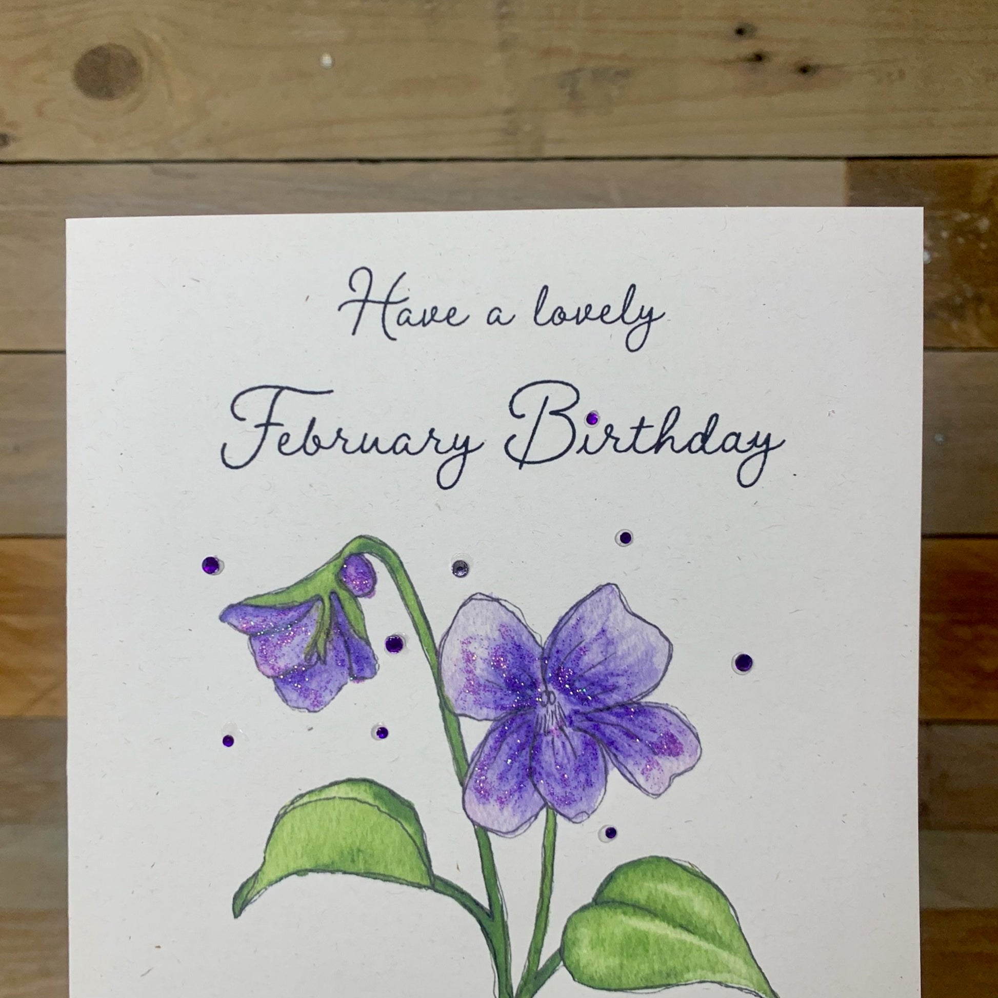 February / Violet Birth Flower Card - Arty Bee Designs 