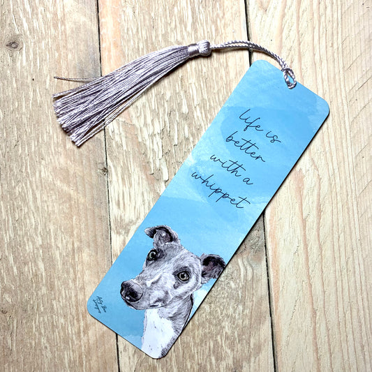 Life Is Better With A Whippet Metal Bookmark With Tassel