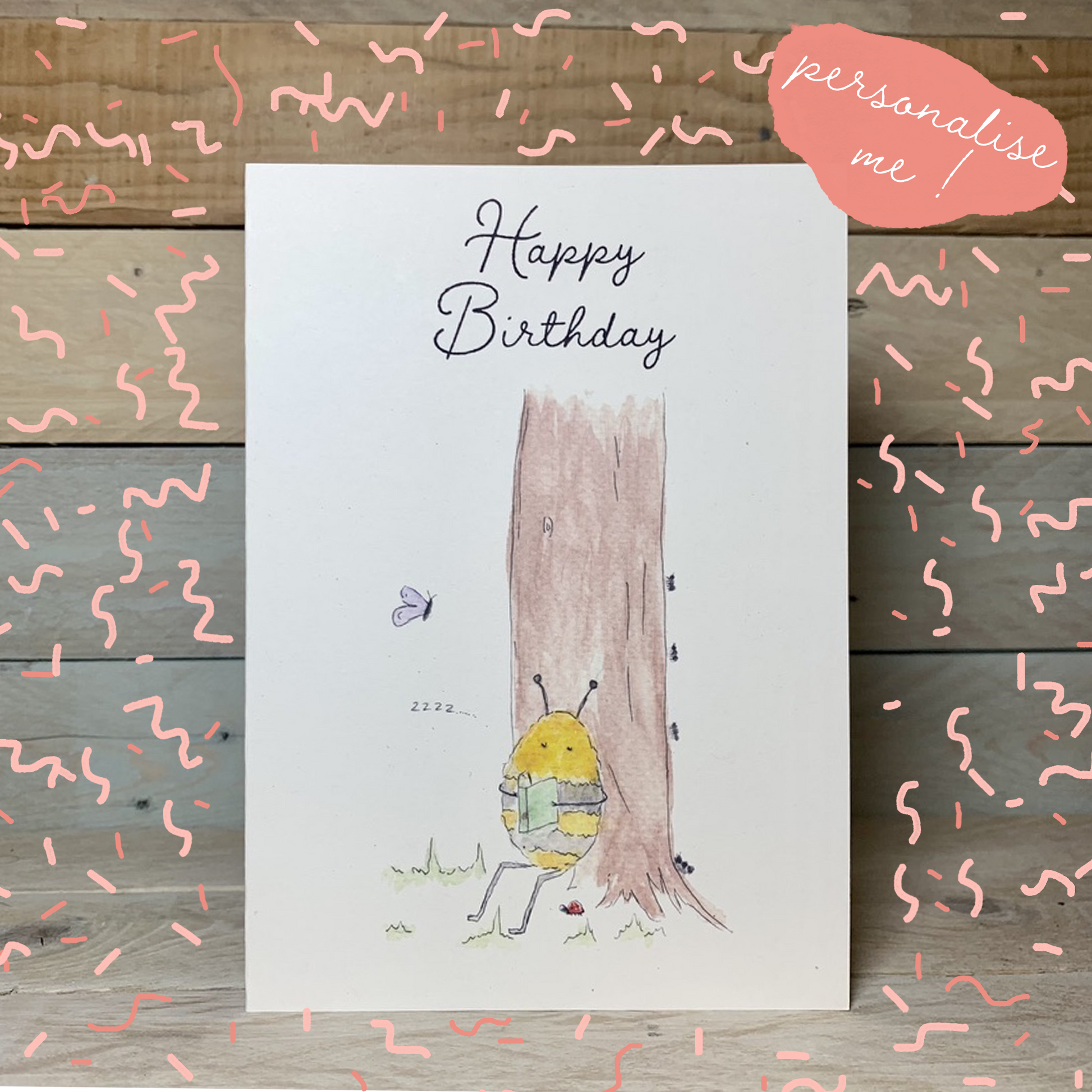 The Relaxing Bee Birthday Card - Arty Bee Designs 