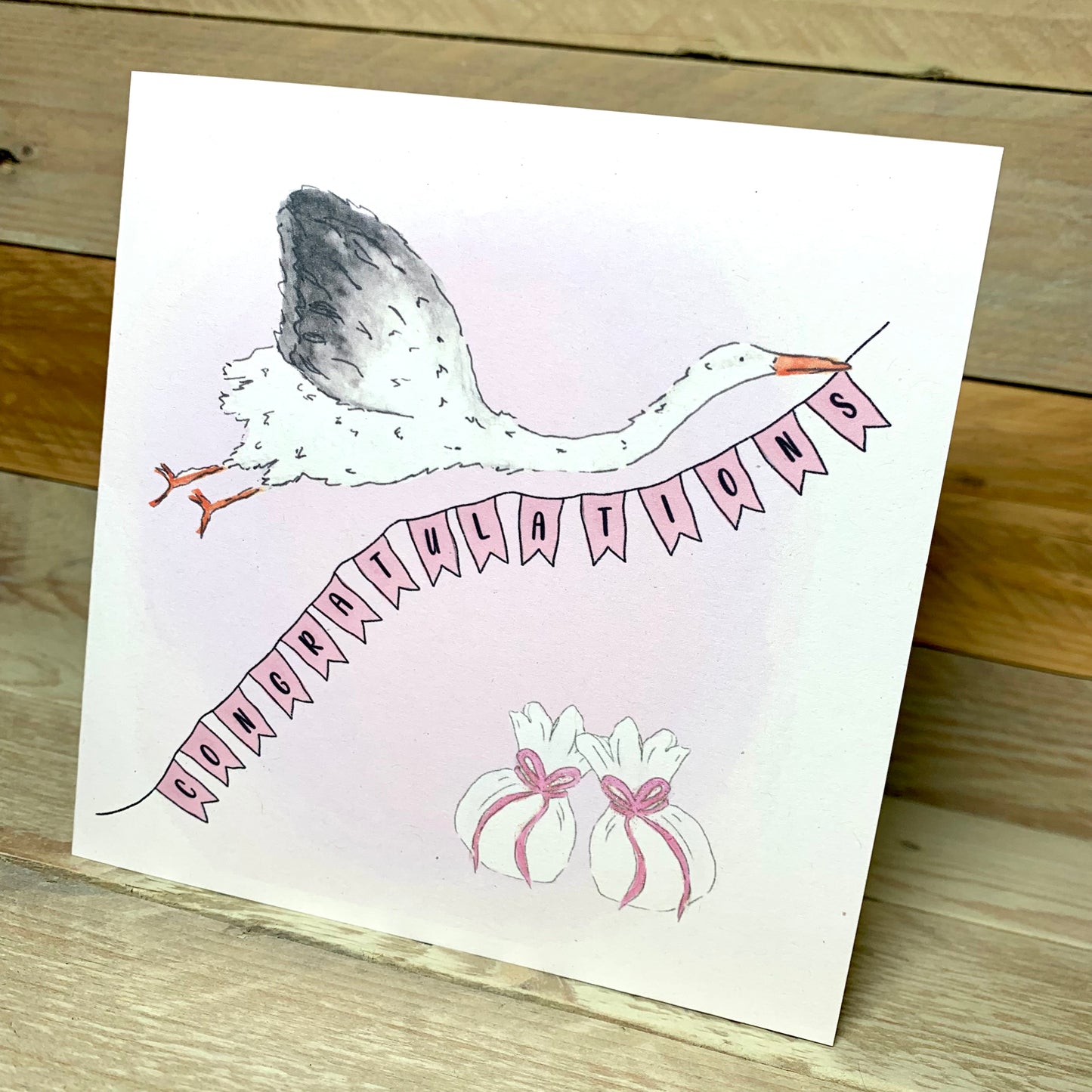 Special Delivery New Baby Twins Pink Card