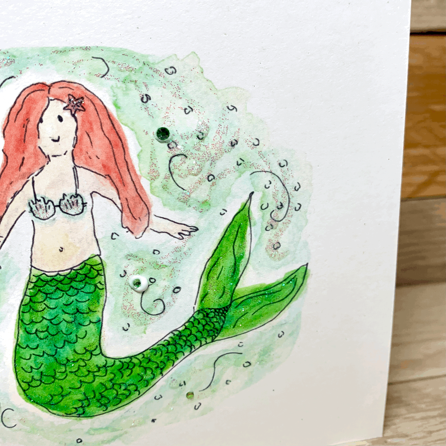 Maia the Mermaid Birthday Card - Arty Bee Designs 