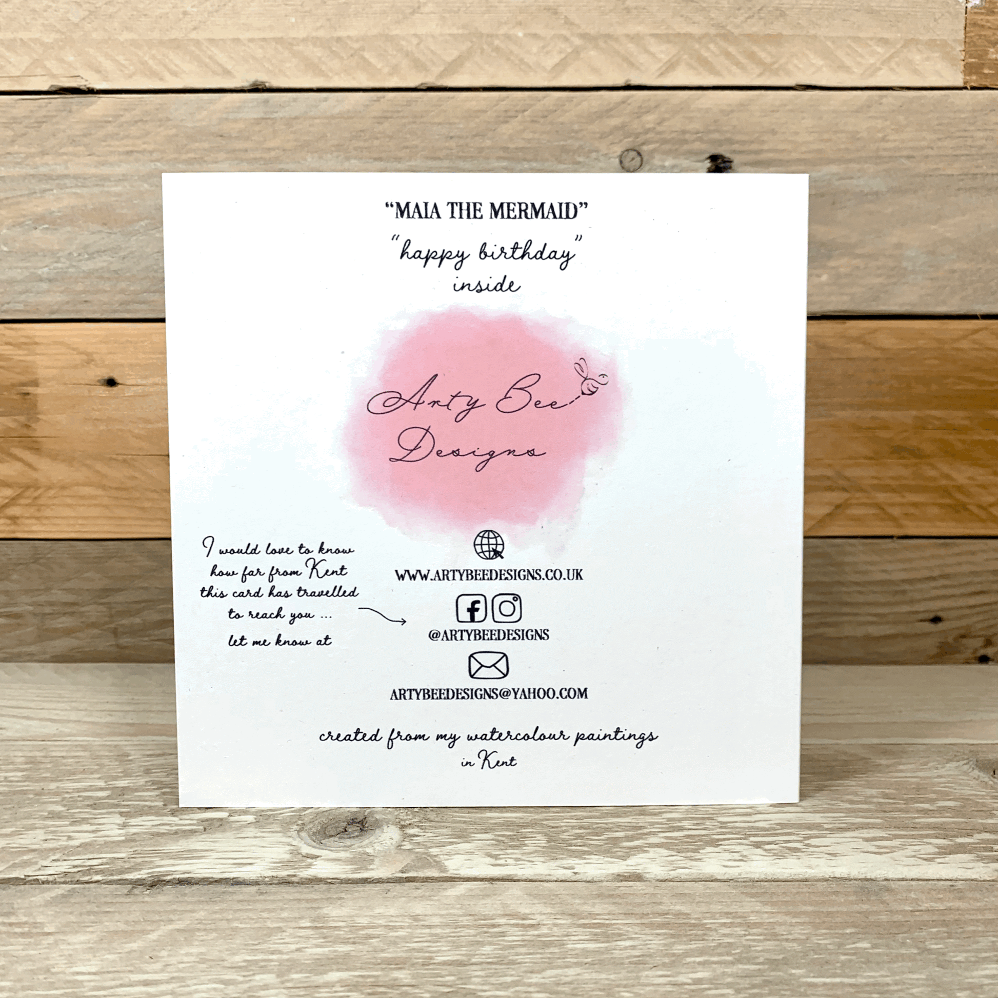 Maia the Mermaid Birthday Card - Arty Bee Designs 