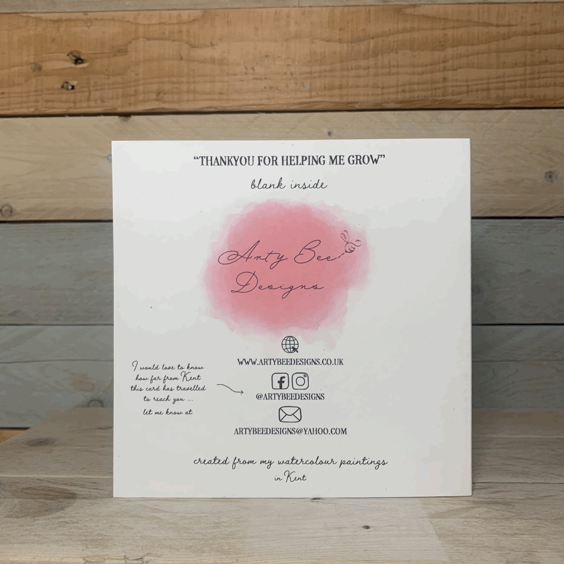 Thankyou For Helping Me grow Card - Arty Bee Designs 