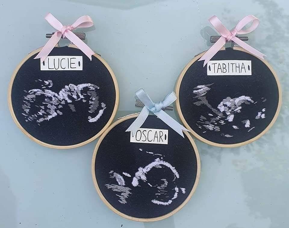 Hand Embroidered Baby Scan - Arty Bee Designs 